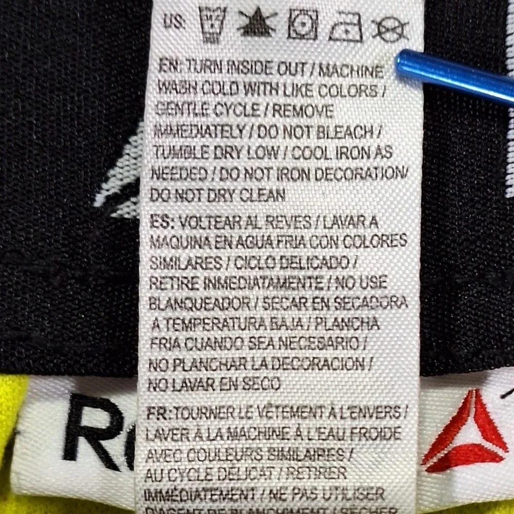 Reebok Athletic Shorts Mens Large Black Neon Yellow Logo Drawstring Gym